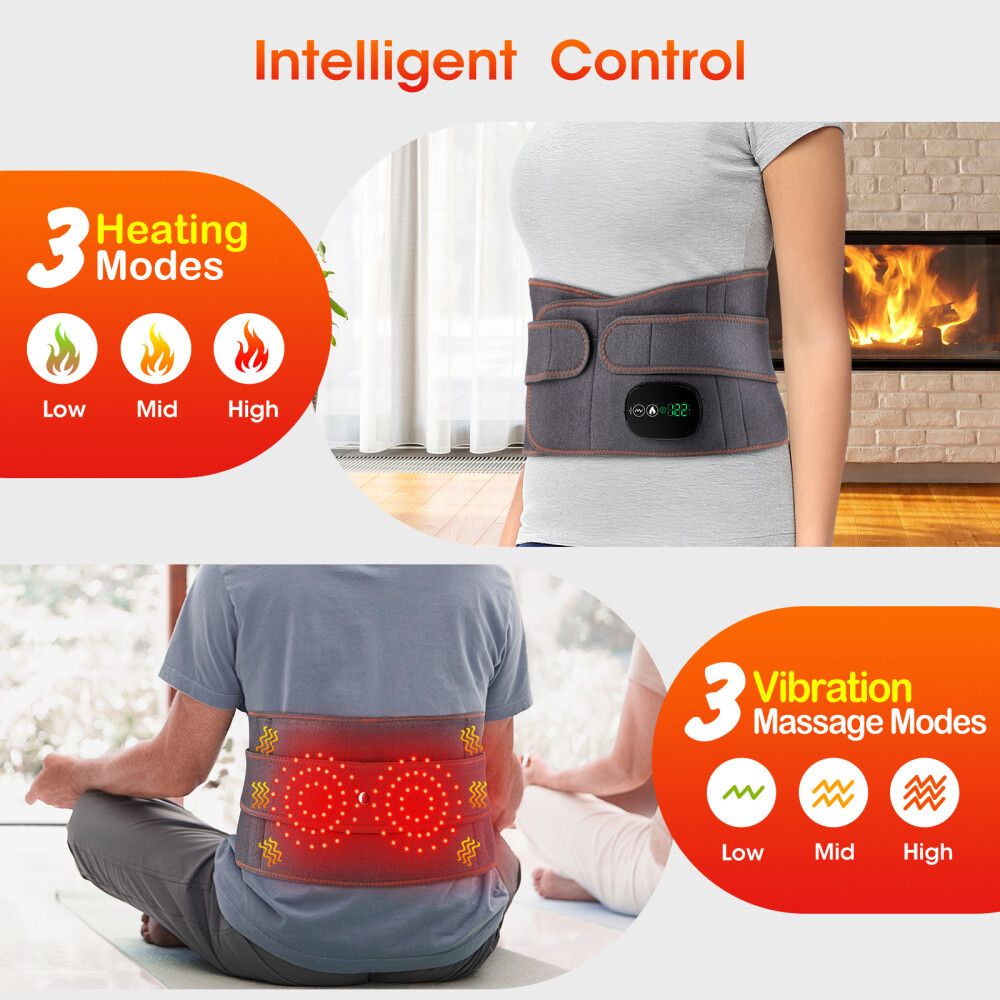 Electric Heating Back Massager Belt with Vibration & Hot Compress Support