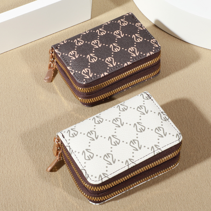 Fashionable Faux Leather Card Holder Wallet for Women, Vintage Zipper Design with Coin Purse, Secure Slots