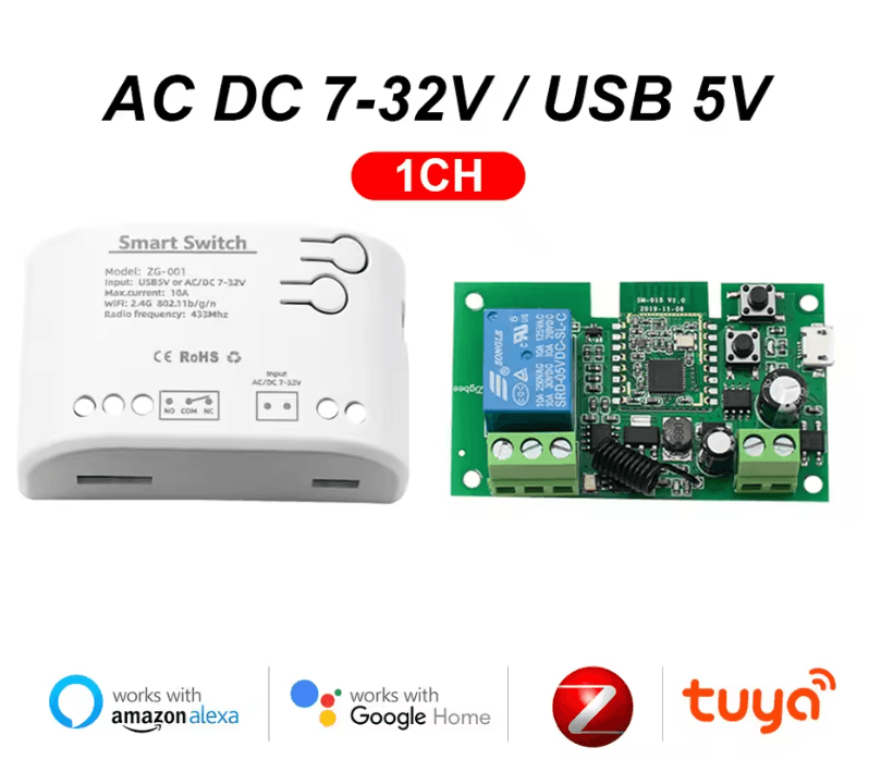 Tuya Zigbee 4-Channel Smart Relay Module – Dry Contact, DIN Rail, Multi-Voltage