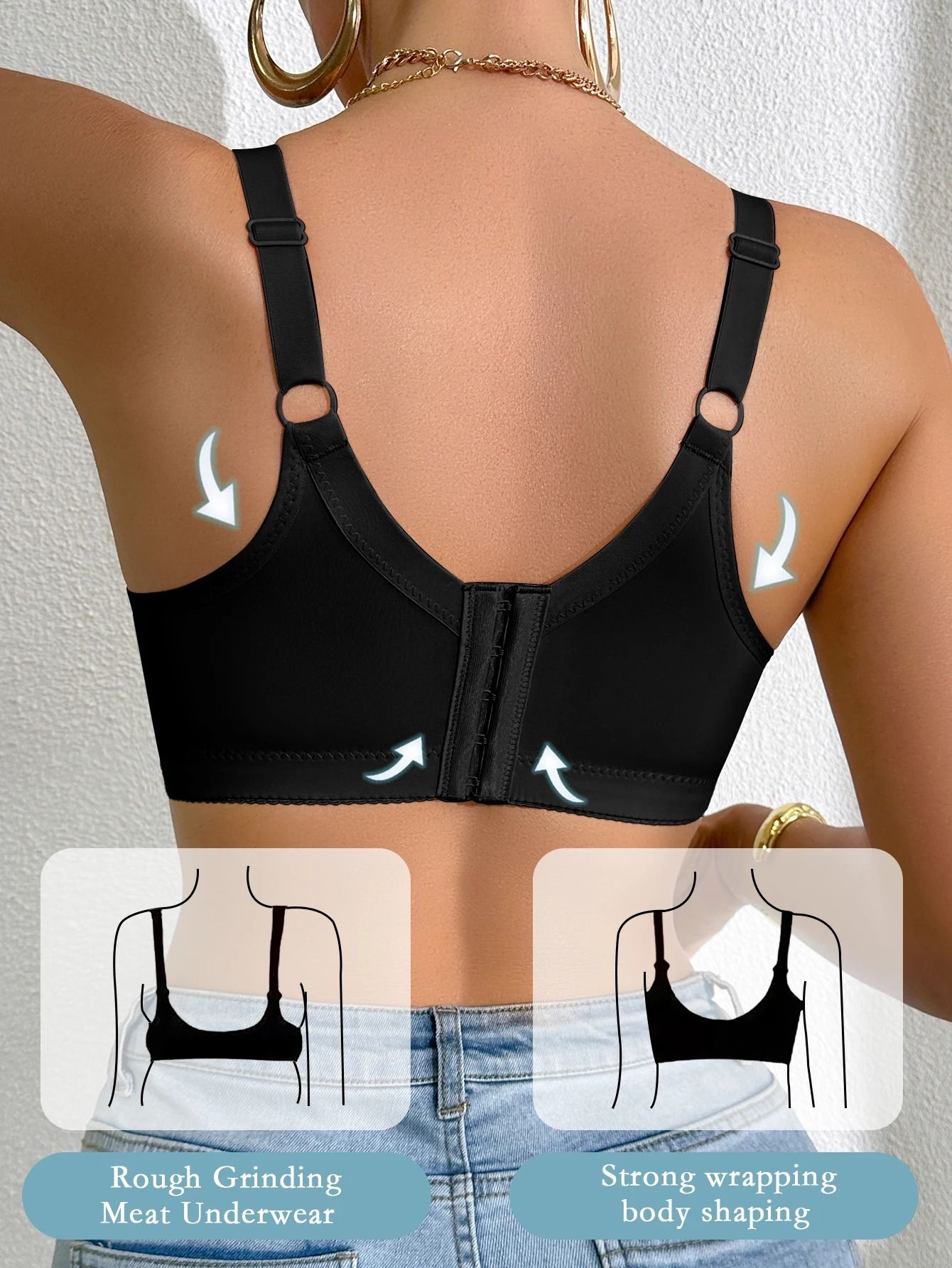 Sexy Women's Lace Splicing Underwire Push-Up and Side Breast Minimizing Bra