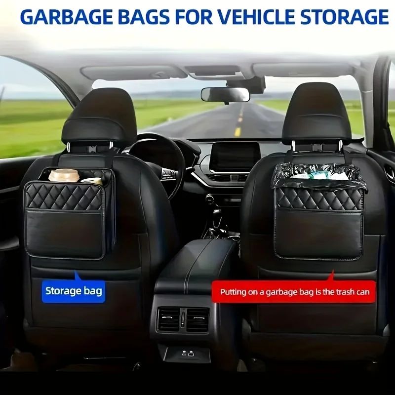 5-in-1 Car Seat Back Organizer Storage Box with Cup Holders, Tissue Holder, Phone Pocket & Hooks