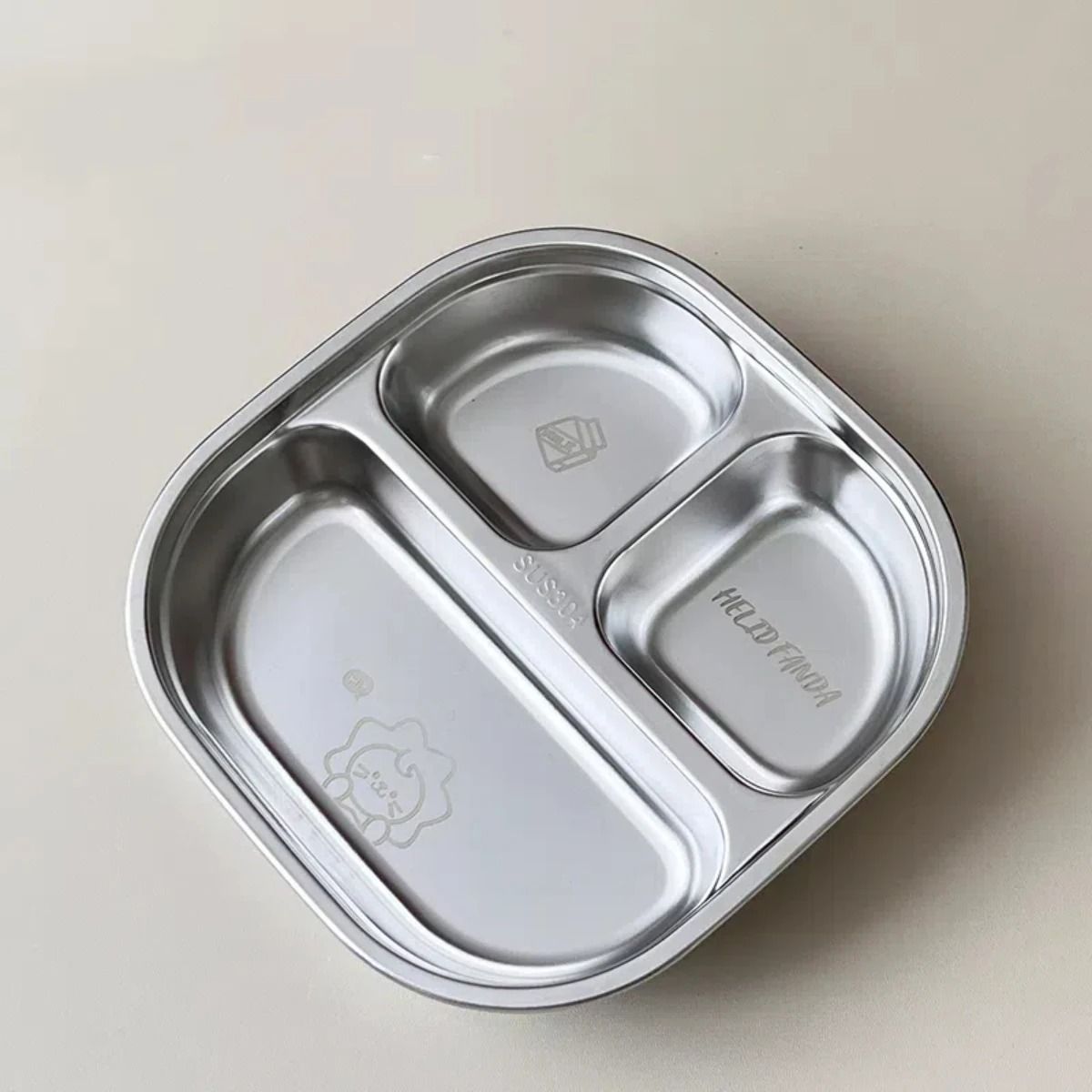 Capybara Stainless Steel Divided Plate 3 Compartment Kids Dinner Plate