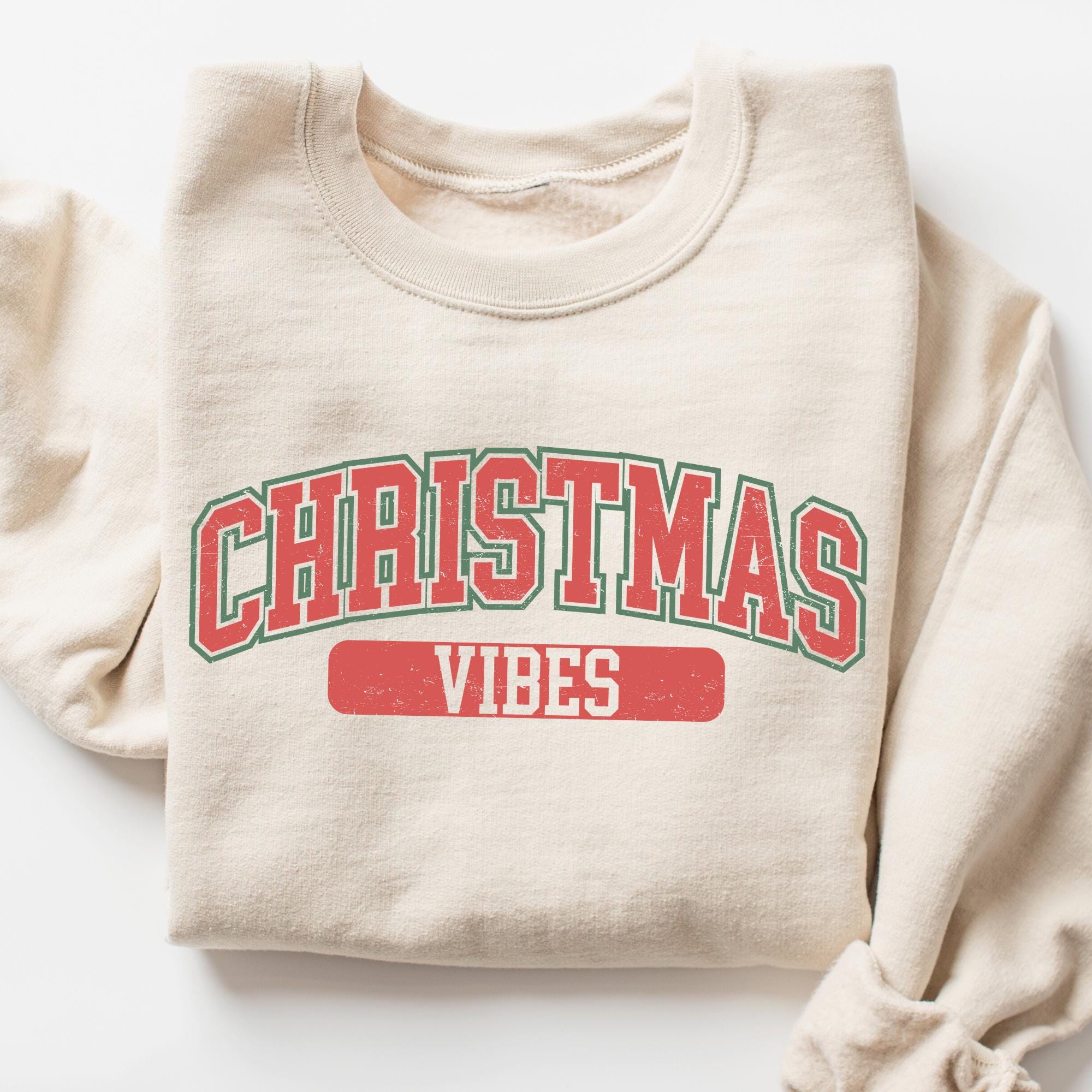 Retro Christmas Vibes Sweatshirt, Cute Christmas Sweatshirt, Christmas Crewneck, Holiday Sweater, Christmas Gift