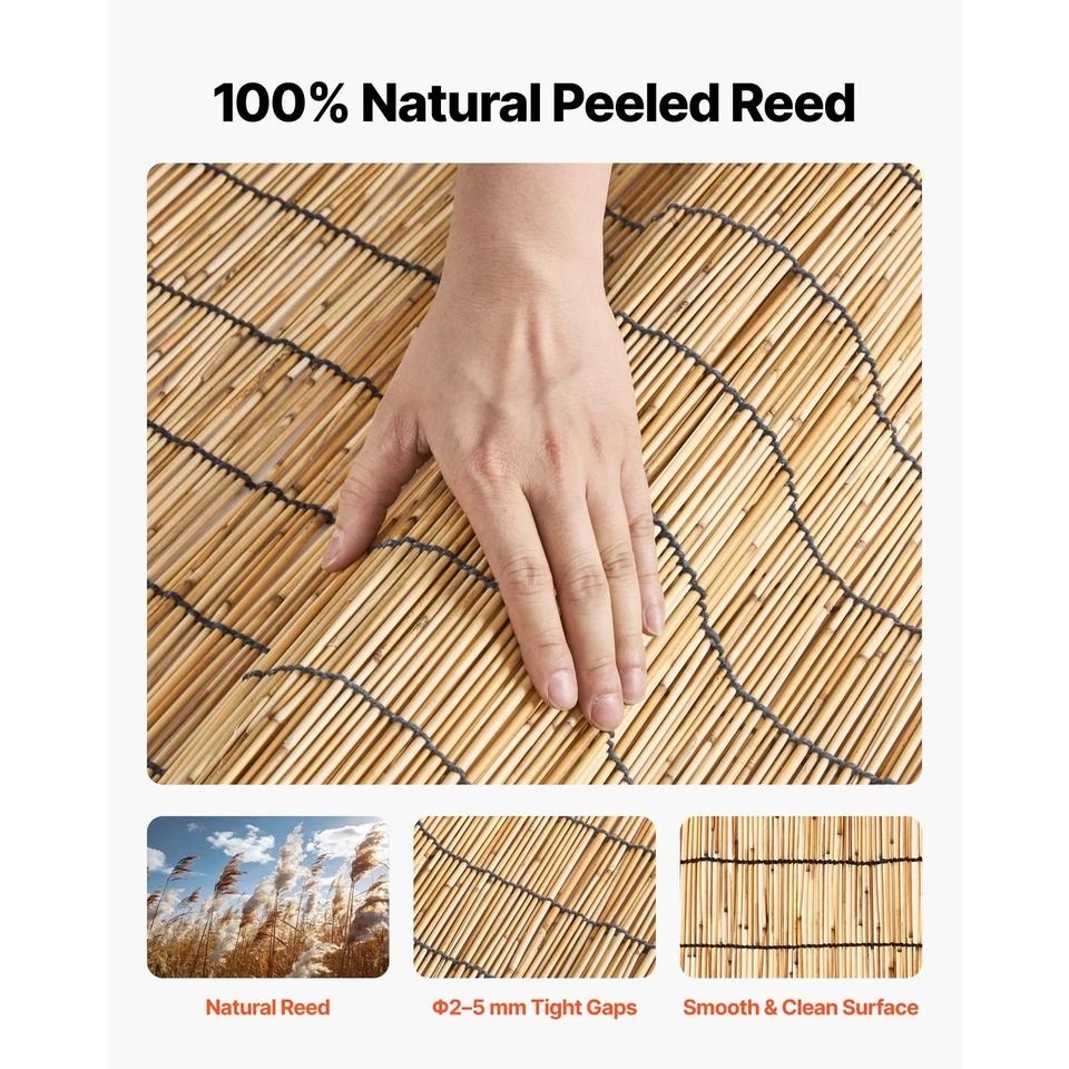 Natural Reed Fence Panel Privacy Screen Roll Outdoor Garden Fence for Privacy and Decor