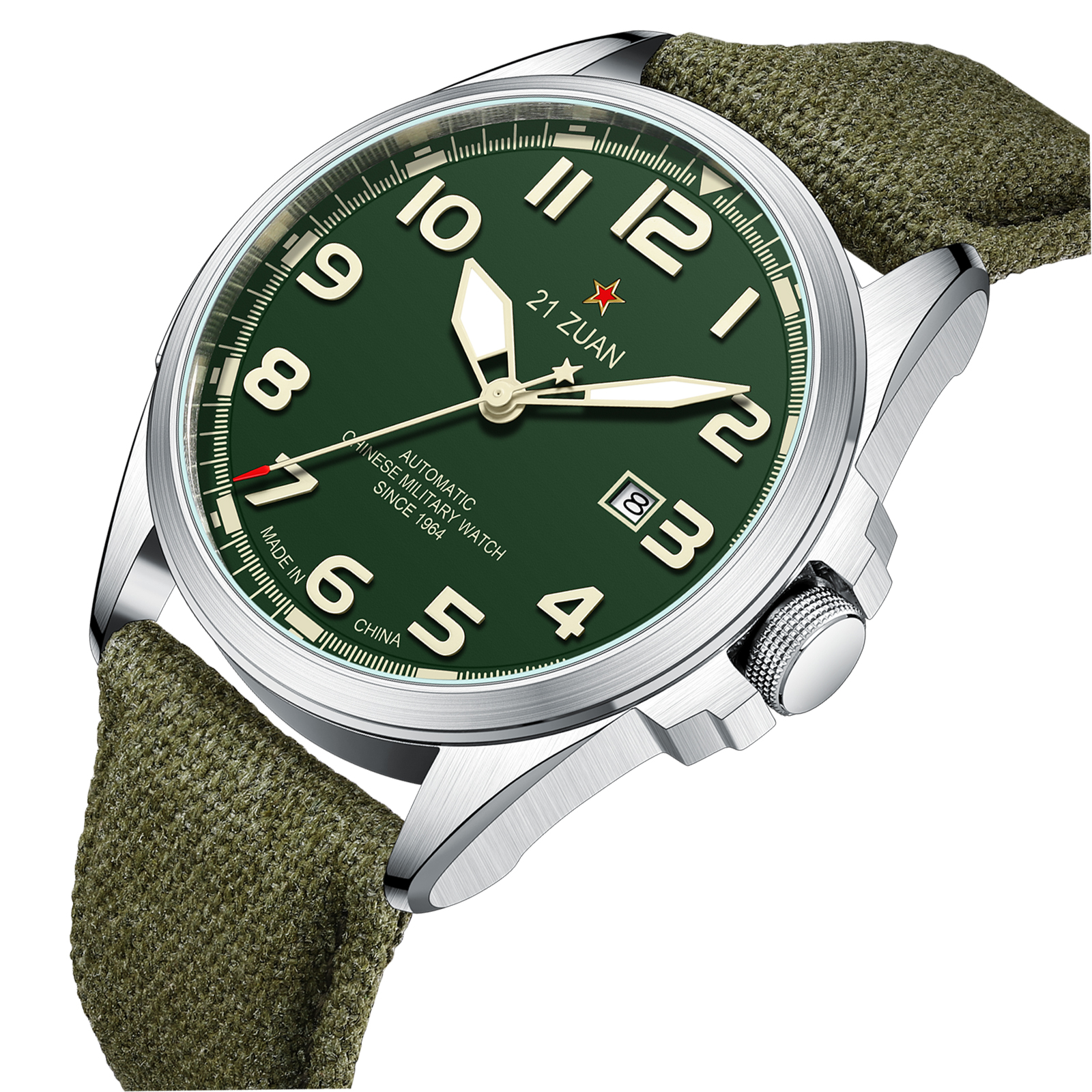 Luxury Military Men Watch with Automatic Mechanical Movement, Wear Resistant Leather Strap, Luminous Display