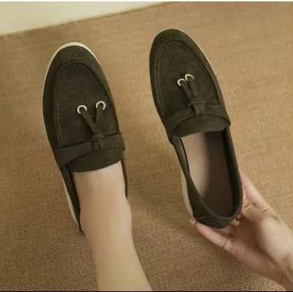 Lefu Womens Soft Leather Retro Lazy Step On Flats