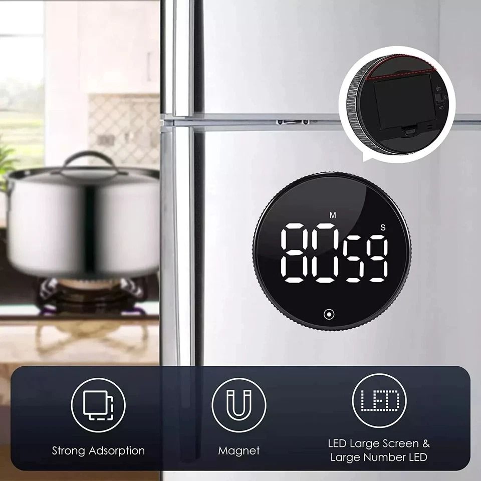 Large LCD Digital Kitchen Timer Loud Alarm, Magnetic Back, Countdown & Up Function