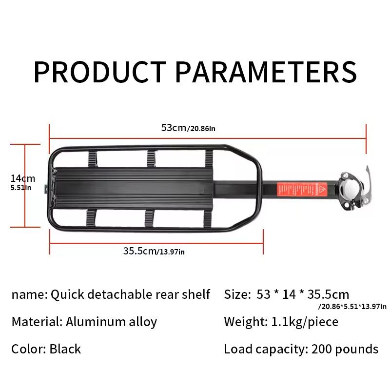 Quick Release Mountain Bike Rear Carrier with Reflective Plate