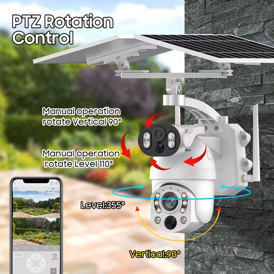 4K Dual Screen Solar PTZ Security Camera with 50X Zoom and Motion Tracking