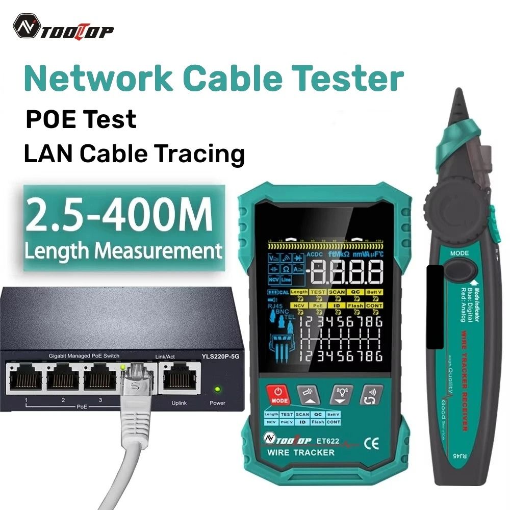 TOOLTOP ET622 Network Cable Tester POE Breakpoint Detector