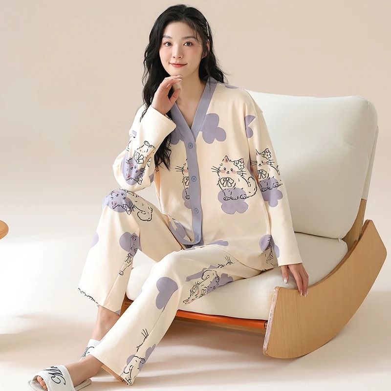 Y2K Cartoon Pajama Set – Fresh Style Spring/Fall Homewear
