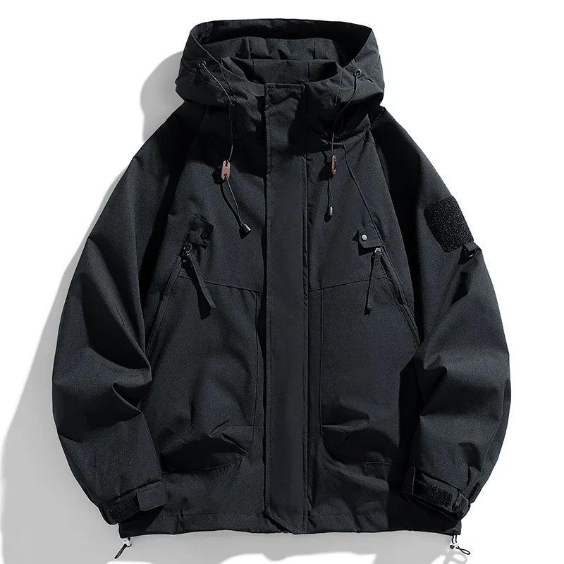 Men's Waterproof Hooded Windbreaker Jacket – Lightweight Softshell Bomber for Hiking, Camping & Casual Wear