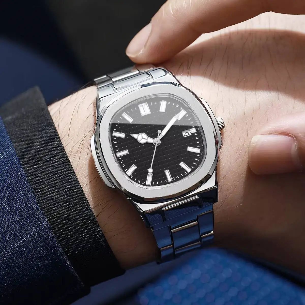 Luxury Square Men's Quartz Business Watch with Calendar