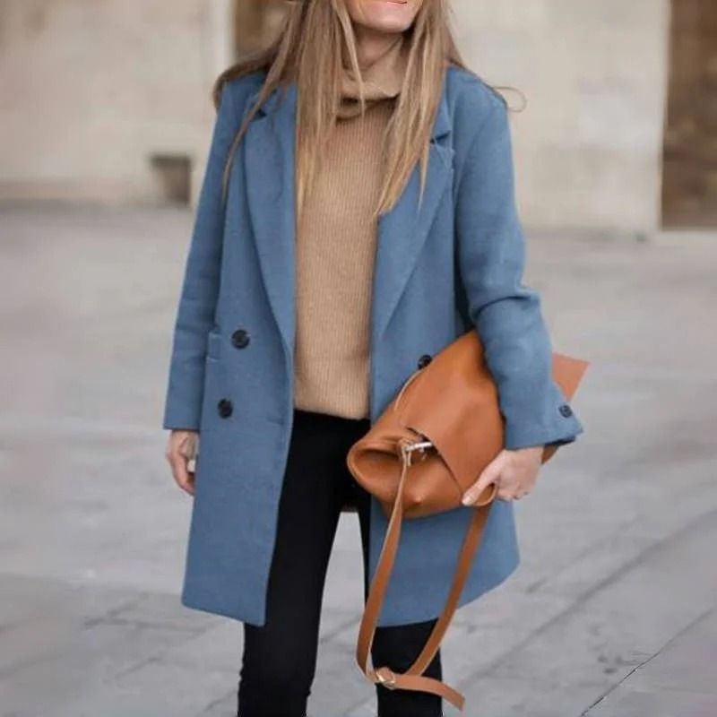 Double-Breasted Winter Wool Blend Coat