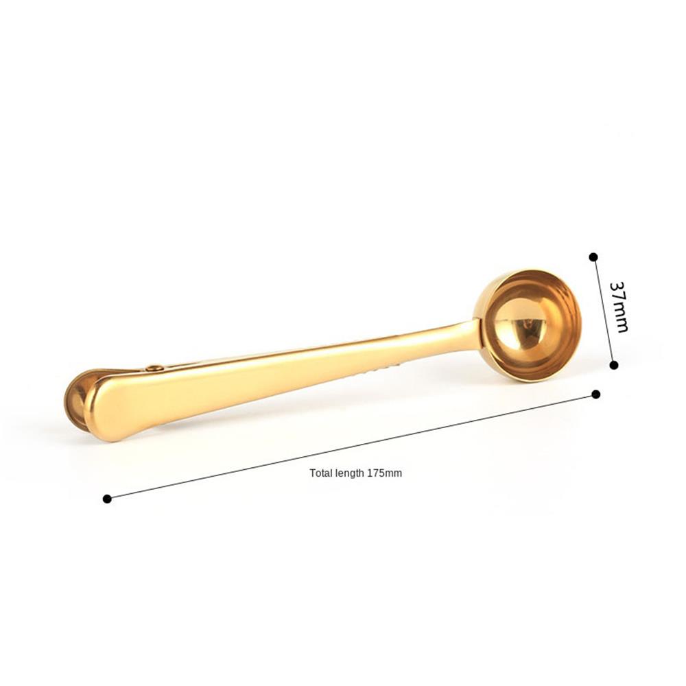 Stainless Steel Coffee Scoop with Sealing Clip, Coffee Powder Measuring Scoop, Tea Milk Powder Scoop