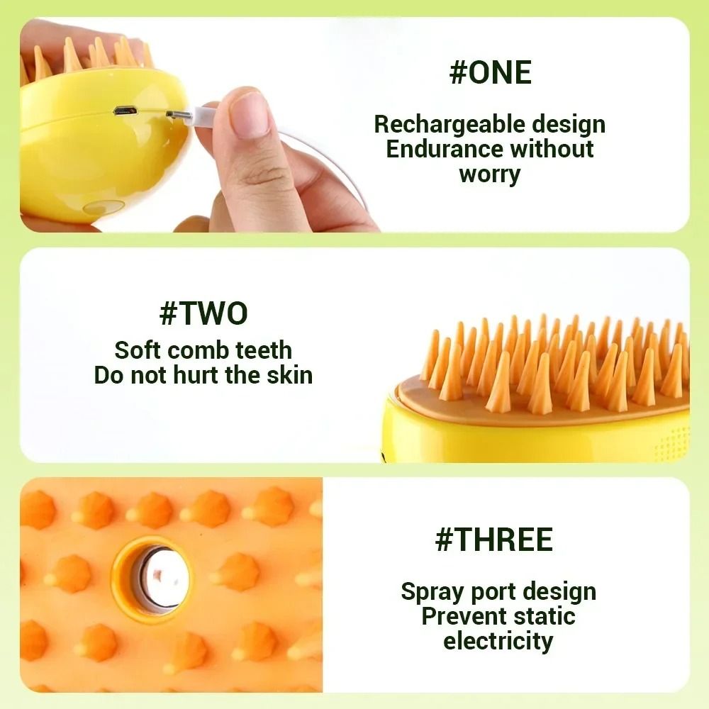 3 in 1 Steamy Groom Pet Brush with Spray and Massage