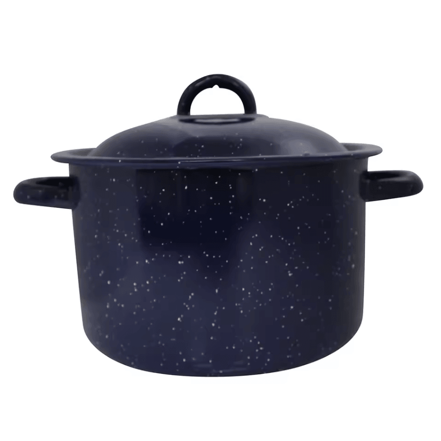 Classic Blue Enamel Stock Pot 6 Quart Durable Enamel Soup Pot with Double Handles and Even Heat Cooking