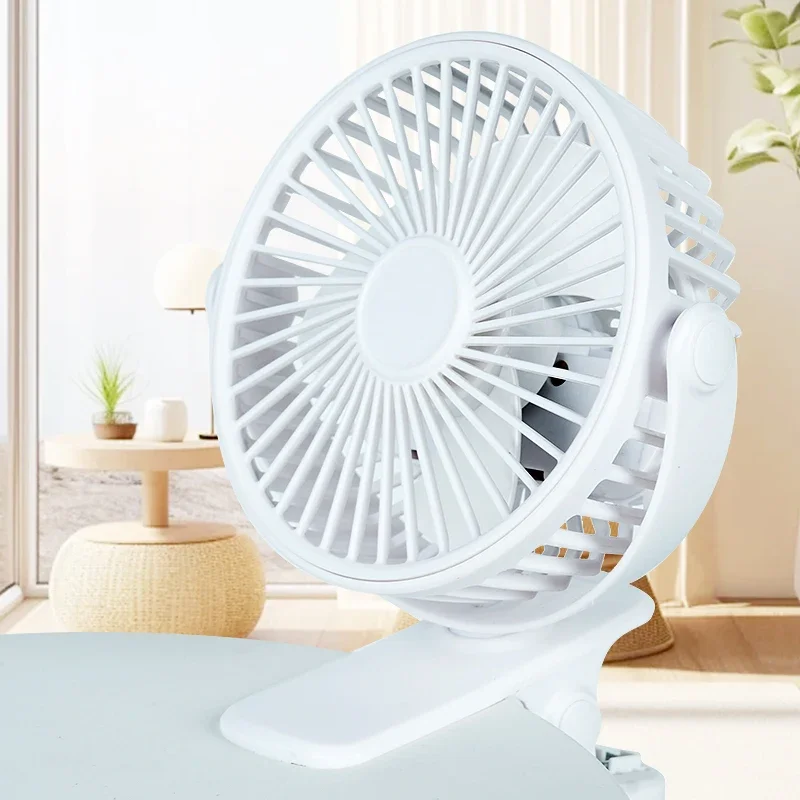 Clip-on Type USB Rechargeable Table Fan, Portable Mini Desk Fan with Night Light