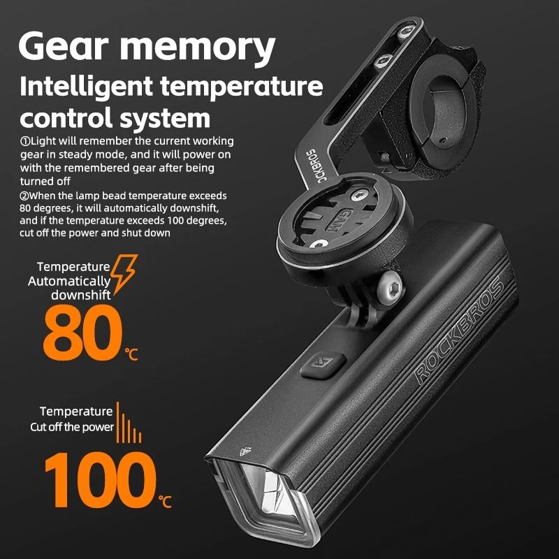 Smart Bike Front Light Aluminum Alloy USB Rechargeable Cycling Headlight