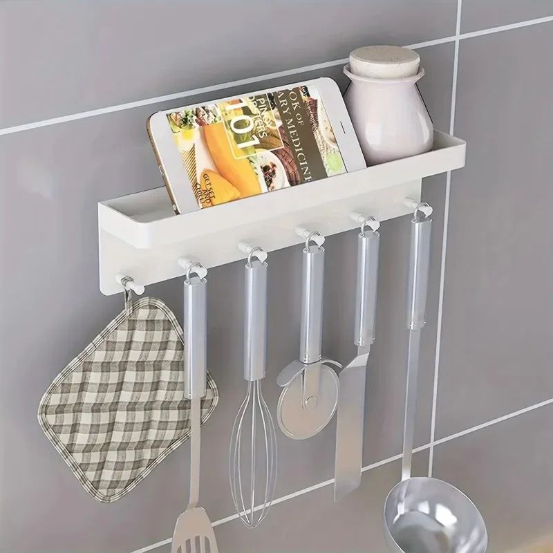 Wall Mounted Key Holder with Shelf and 6 Hooks