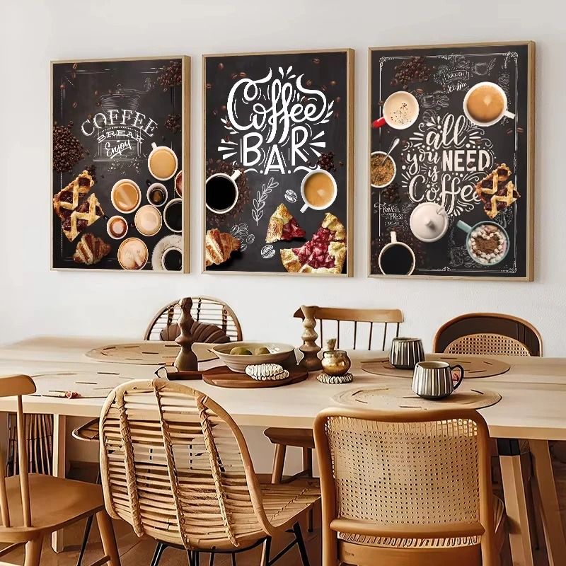 Artisan Brew Canvas | Nordic Coffee Cup & Bakery Chalkboard Art | Executive Kitchen & Cafe Sanctuary Decor