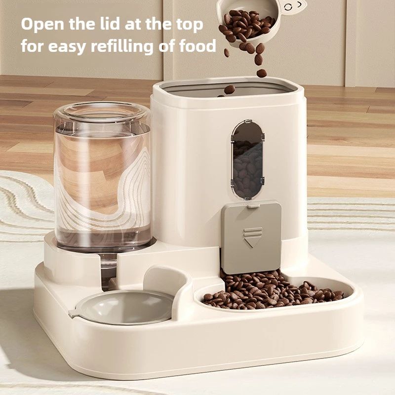 Automatic Dog Cat Feeder and Water Dispenser Set – Gravity Food Feeder and Waterer with Pet Food Bowl