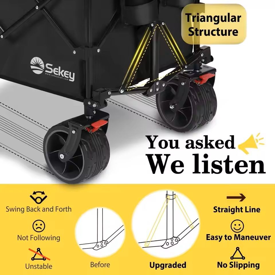 48 in Heavy Duty Collapsible Folding Wagon 440 lbs Capacity Utility Cart