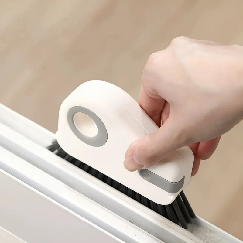 Two-in-One Grouting Cleaning Brush, Durable Plastic Manual Brush for Door Rail and Window Sill
