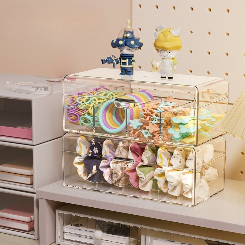 Hair Accessories Organizer, Acrylic Storage Box, Clear Hair Tie Organizer for Headband, Cosmetic Storage Box, Desk