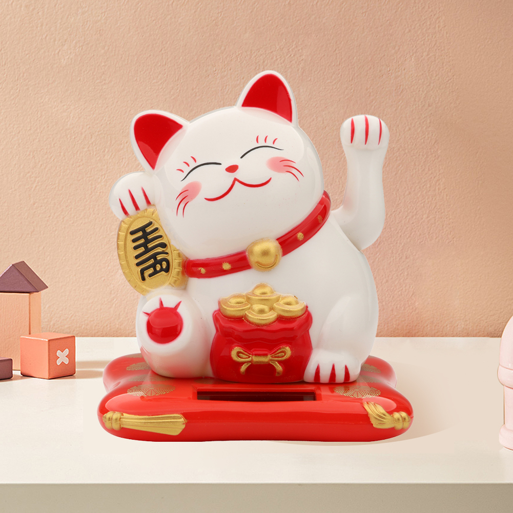 Cute Solar Powered Cat Statue, Windshield Decor for Home/Office