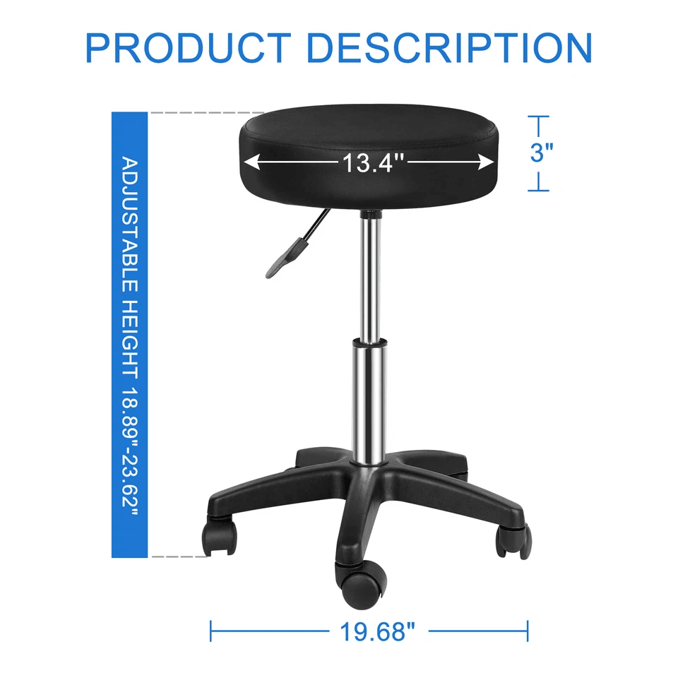 Adjustable Hydraulic Stool Facial Salon Massage Spa Chair Swivel Rolling Technician Seat w/ Wheels