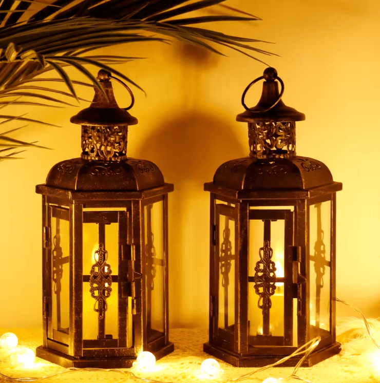 Vintage Nordic Black Iron Candle Lantern – Hanging Aesthetic Candle Holder for Home & Events