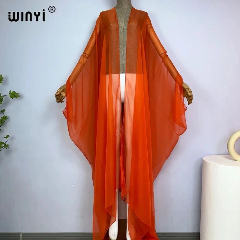Sheer Monochrome Kimono Beach Cover Up