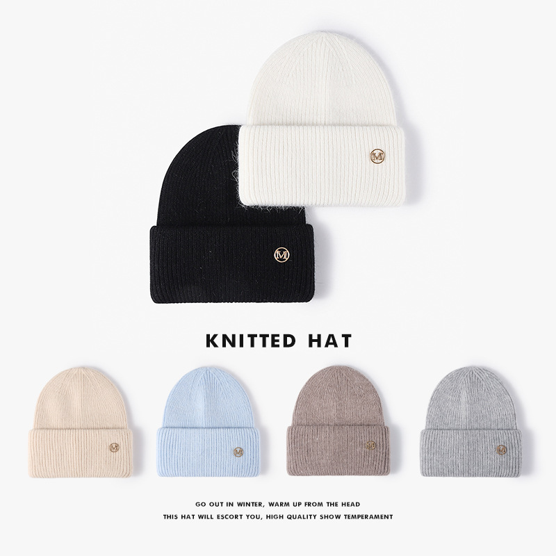 Real Rabbit Fur Winter Hat Fashion Women Beanie Warm Solid CoverWomen Solid Adult Cover Head Cap