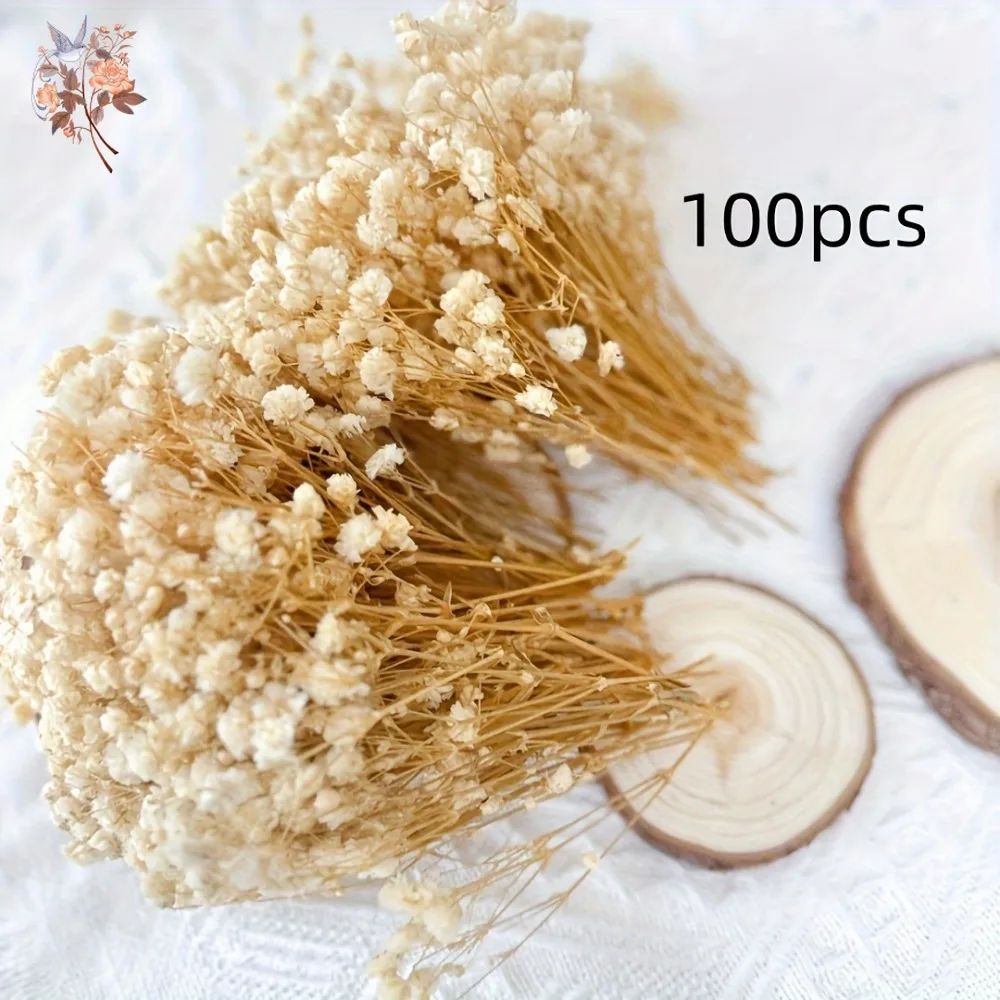 Mini Dried Baby's Breath Flowers for Resin & Wedding Crafts – Real Touch Gypsophila Bundle (100pcs)