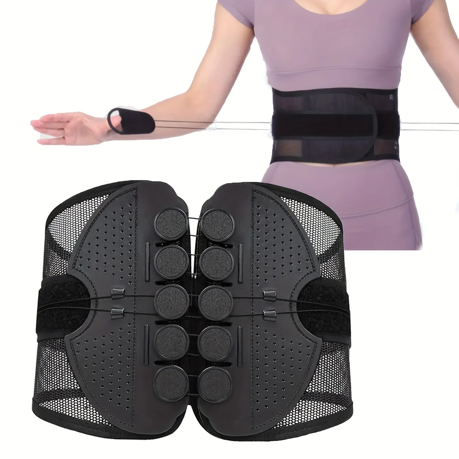 Breathable Mesh Adjustable Sports Waist Support Belt with Double Drawstring for Hiking, Camping, Fitness