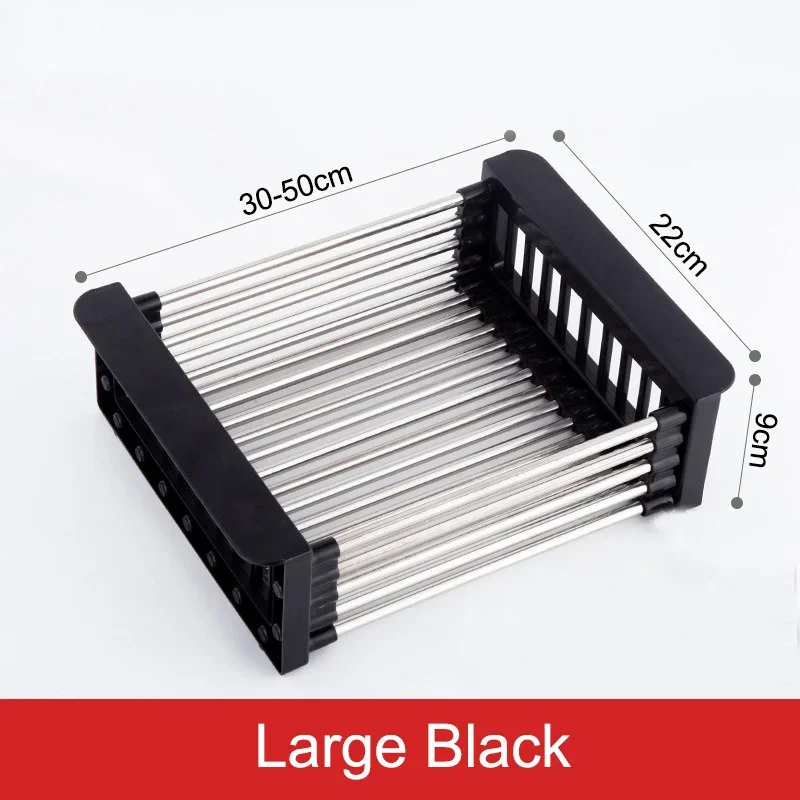 Stainless Steel Kitchen Sink Drain Rack, Extendable Dish Drying Rack, Fruit Vegetable Washing Drainer