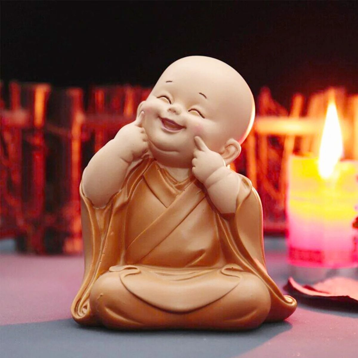 Cute Mini Monk Figurine Resin Buddha Statue Desk Decor