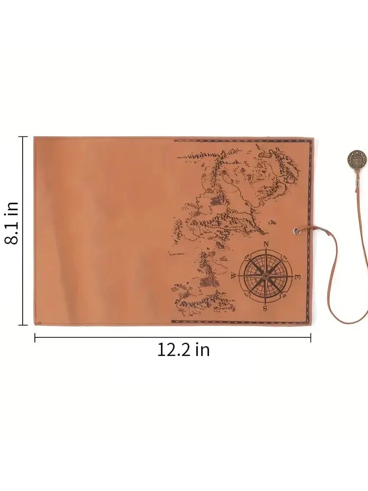 Creative Retro Leather Pencil Case Large Capacity Treasure Map Roll Pencil Bag with Embossed Buckle