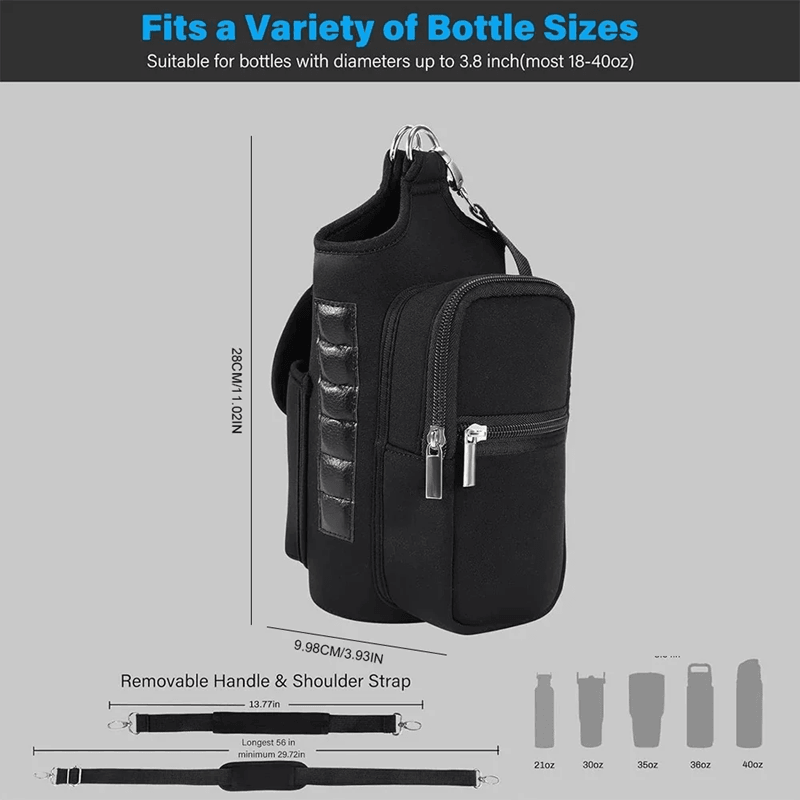 MagnaGrip Magnetic Water Bottle Carrier with Phone Pocket