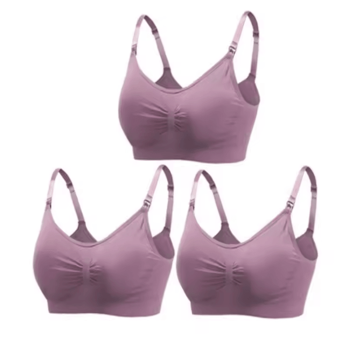 3pcs Maternity Nursing Bras Cotton Seamless Breathable Push Up Bra Set