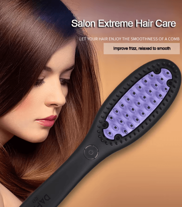 Ceramic Hair Straightener Brush – Fast Heating 2-in-1 Hot Comb for Smooth, Frizz-Free Styling