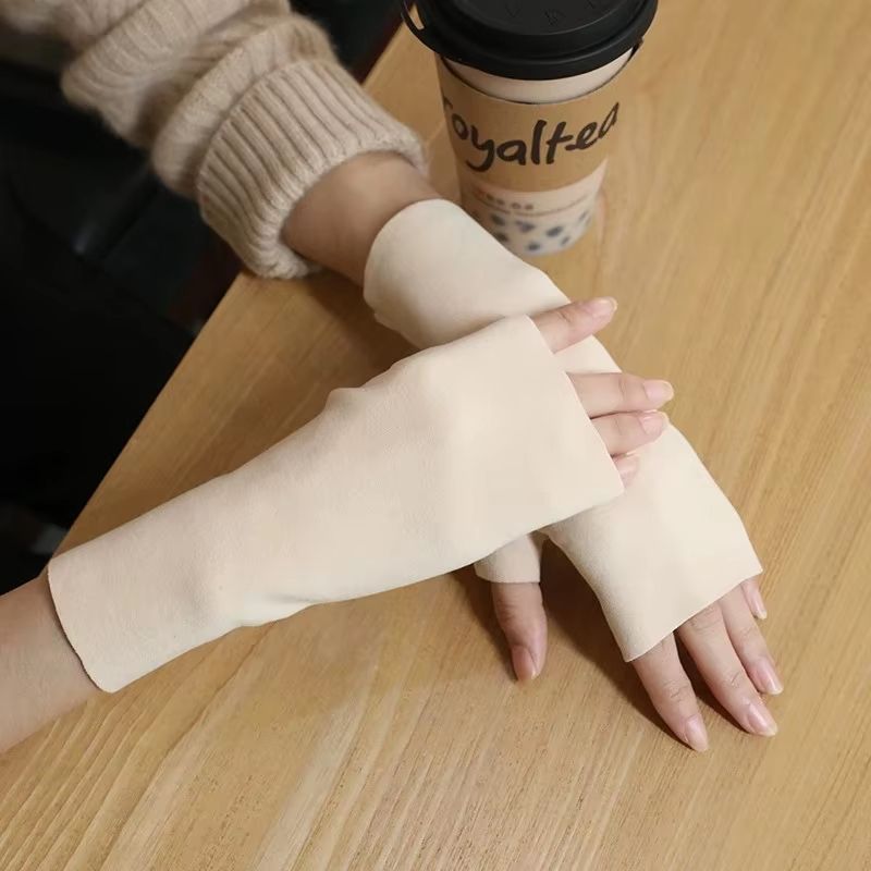 Women's Warm Half Finger Velvet Winter Gloves – Autumn and Winter Open Finger Hand Warmers