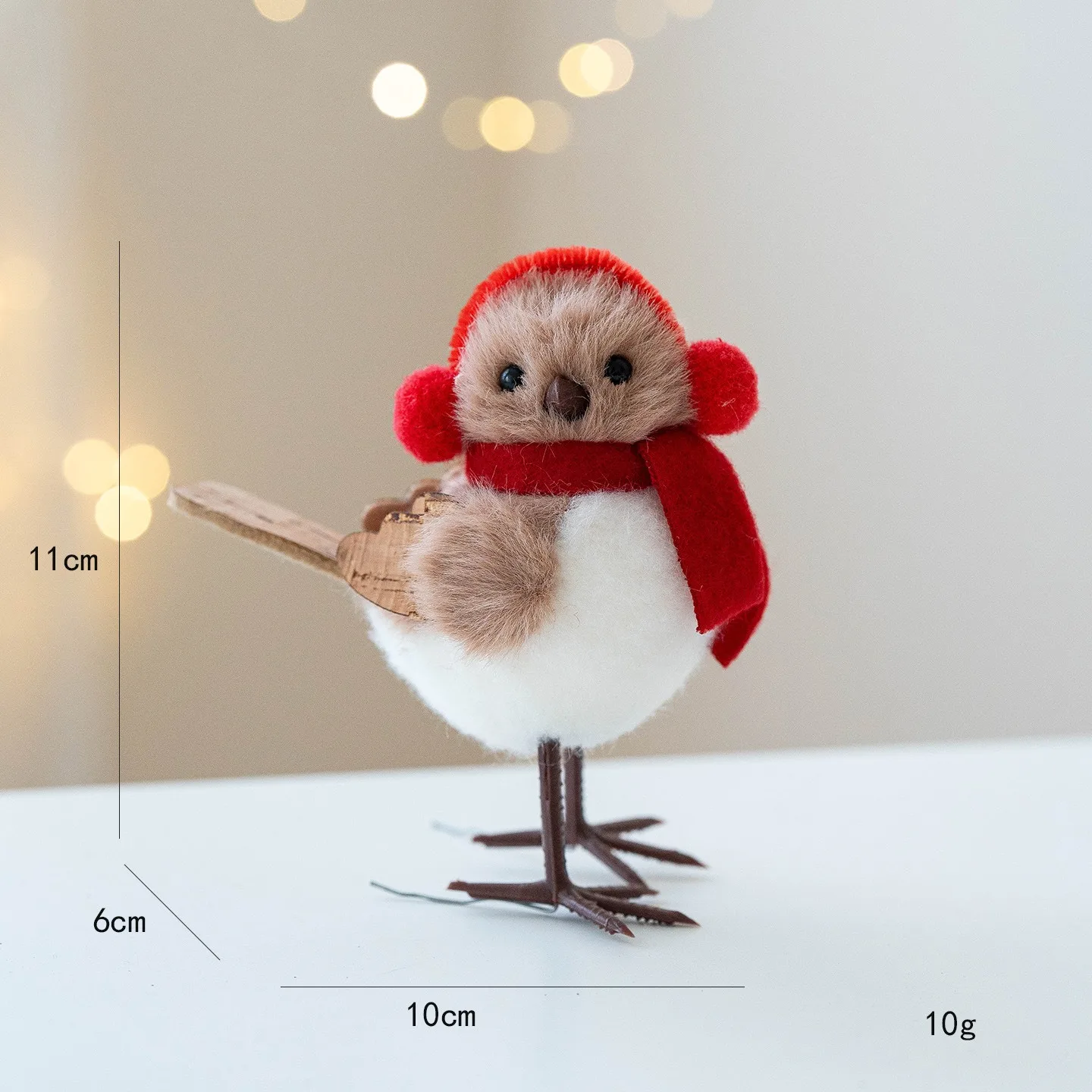 Foam Red Scarf Hats Bird Xmas Tree, Christmas Simulation Bird Hanging Pendant, Ornaments Merry Christmas Decorr