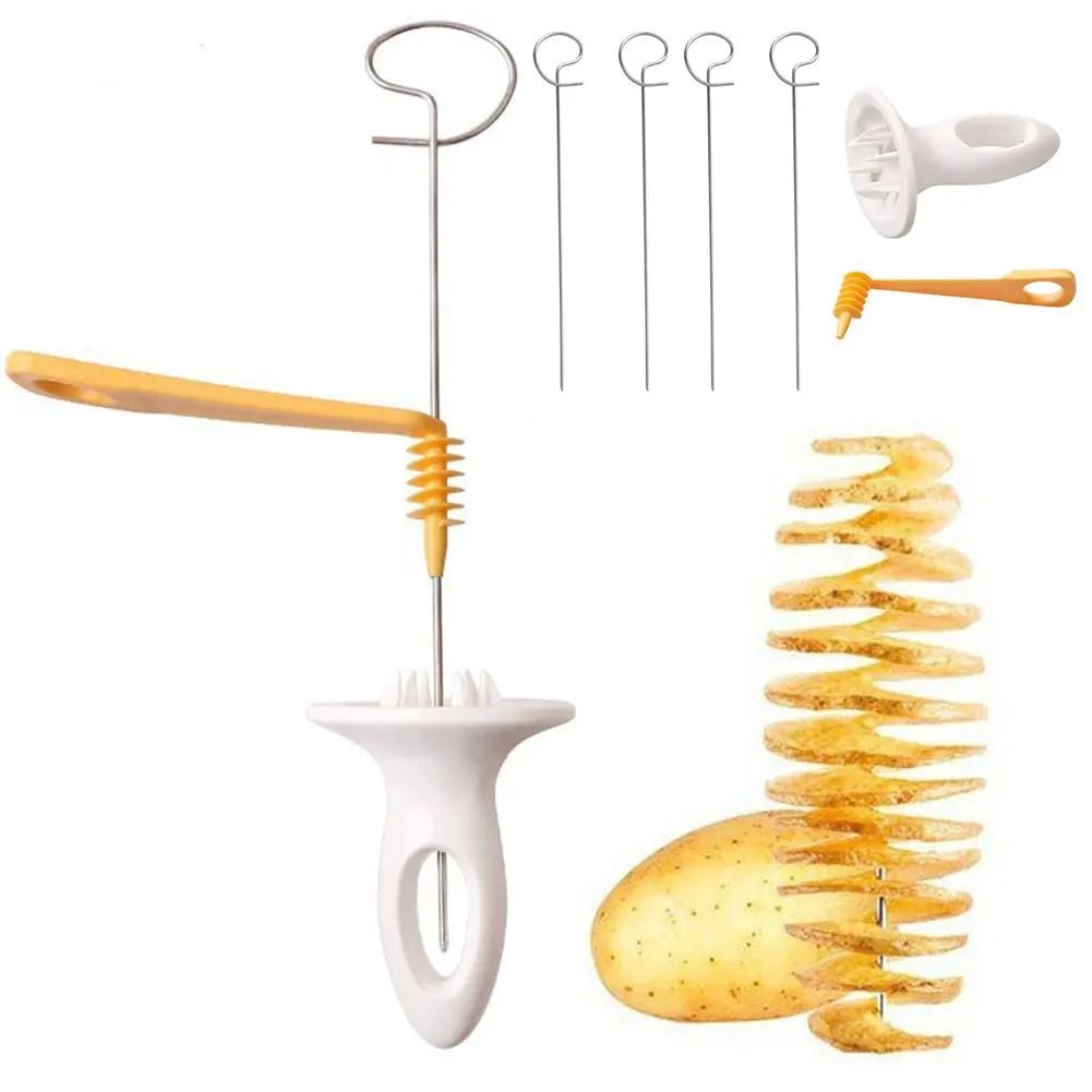 Creative Stainless Steel Rotate Potato Slicer and Twisted Spiral Cutter Kitchen Gadget Set