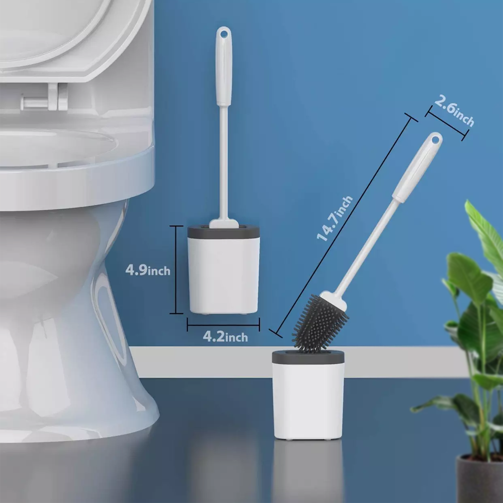 Revolutionary Toilet Brush and Holder Set - Flexible Toilet Bowl Brush Head with Silicone Bristles, Perfect for Toilets