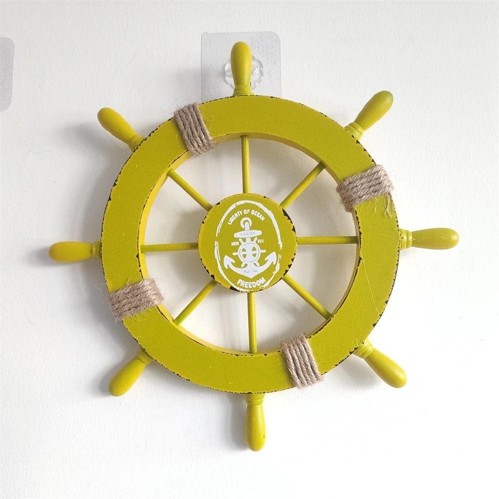 Vintage Nautical Ship Wheel Decor Wooden Boat Helm Wall Decoration