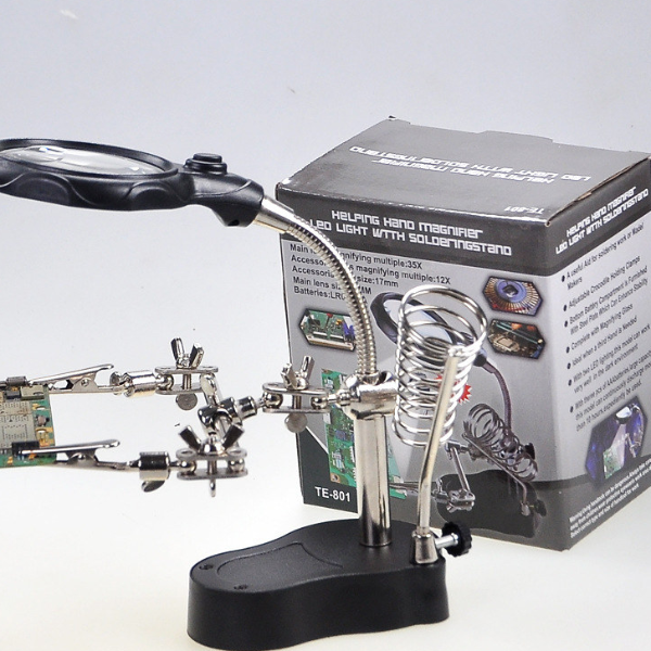 Precision Third Hand Soldering Stand with LED Magnifying Glass Adjustable Soldering Helping Hand Tool