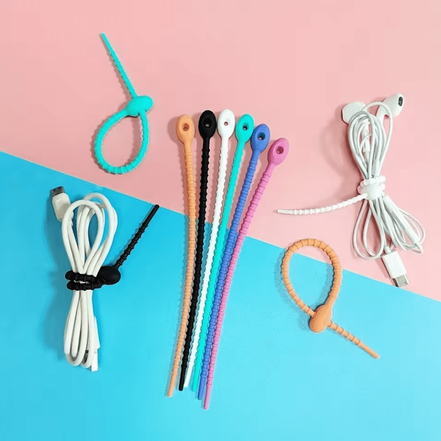 Reusable Silicone Cable Organizer – Cable Ties & Twisted Straps for Neat Wire Management