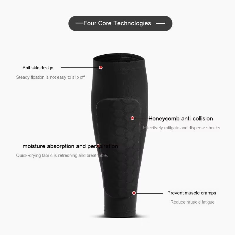 Honeycomb Shin Guards Leg Sleeves – Shockproof Soccer Protection with Anti-Slip Grip